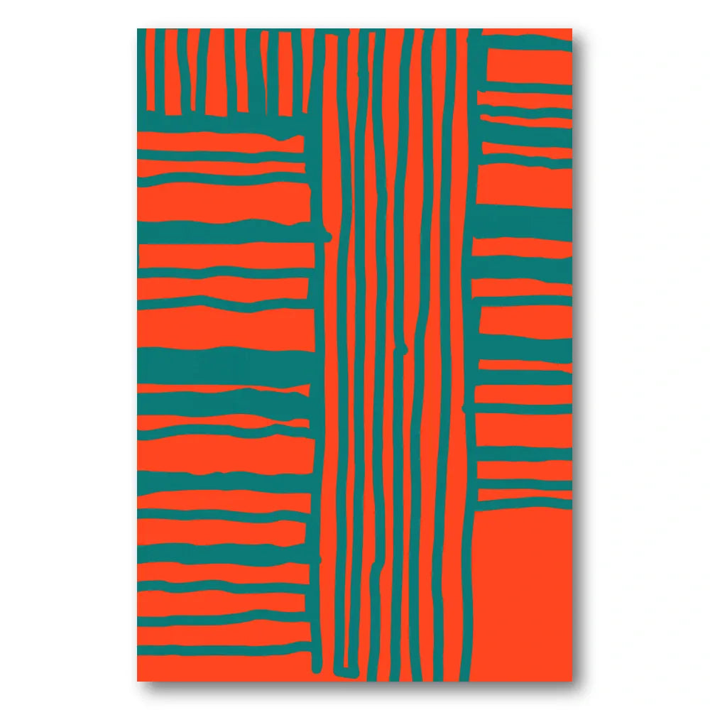 Vibrant Orange Teal Pattern Art Print
