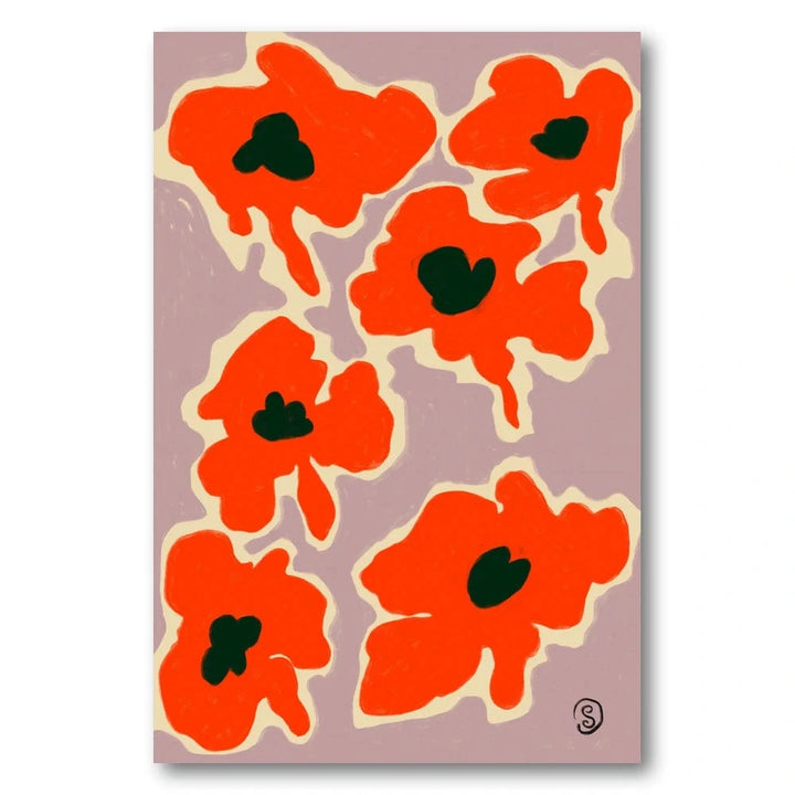Bold Abstract Poppy Blooms Art Print