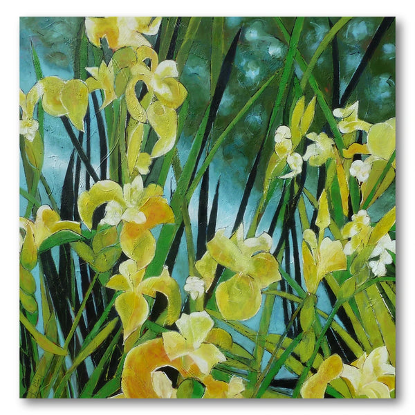 Vibrant Yellow Irises Art Print