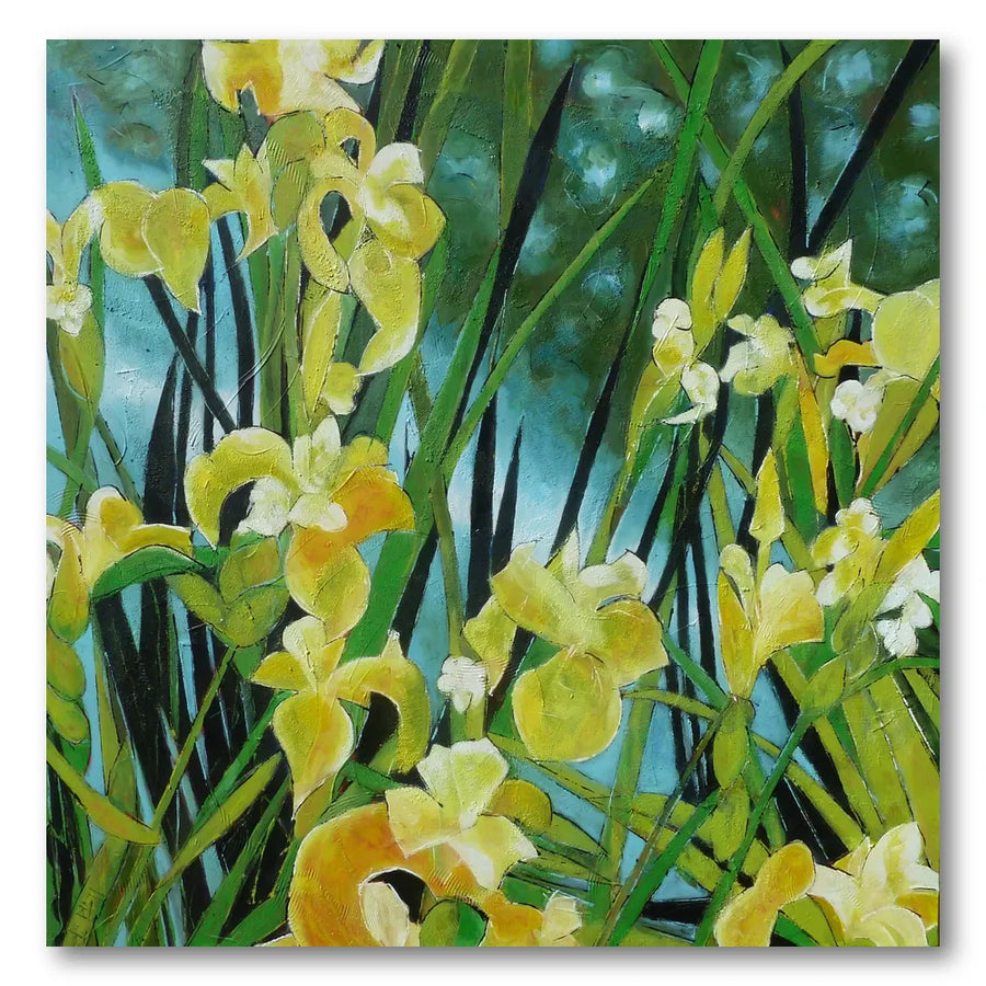 Vibrant Yellow Irises Art Print