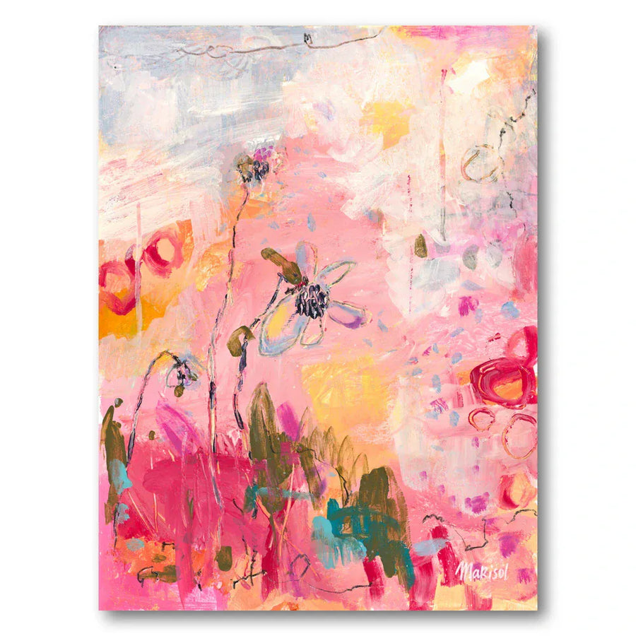Abstract Floral Dreams Bees And Pink Blooms Art Print