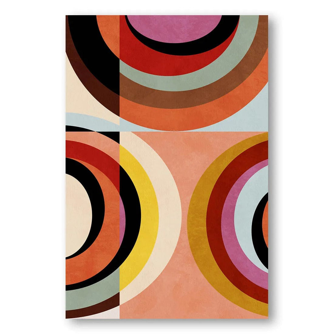 Warm Bauhaus Circles Art Print