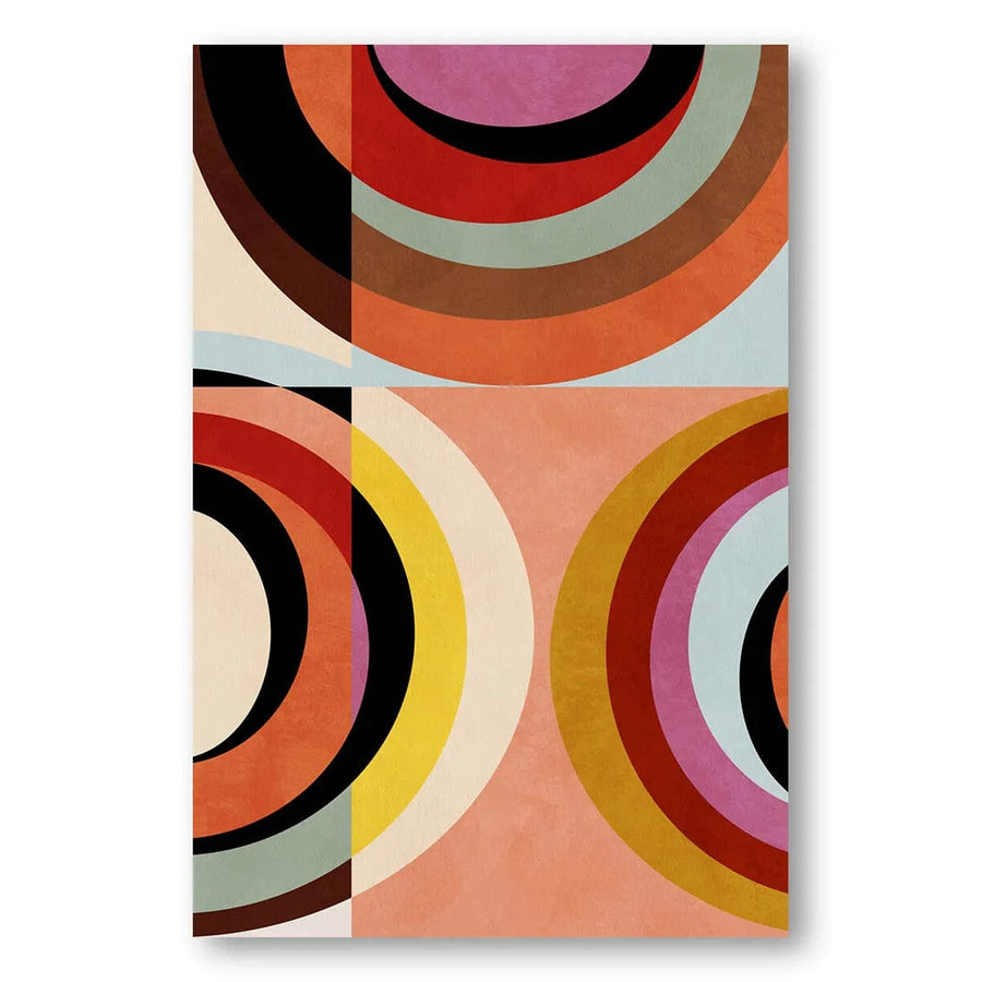 Warm Bauhaus Circles Art Print