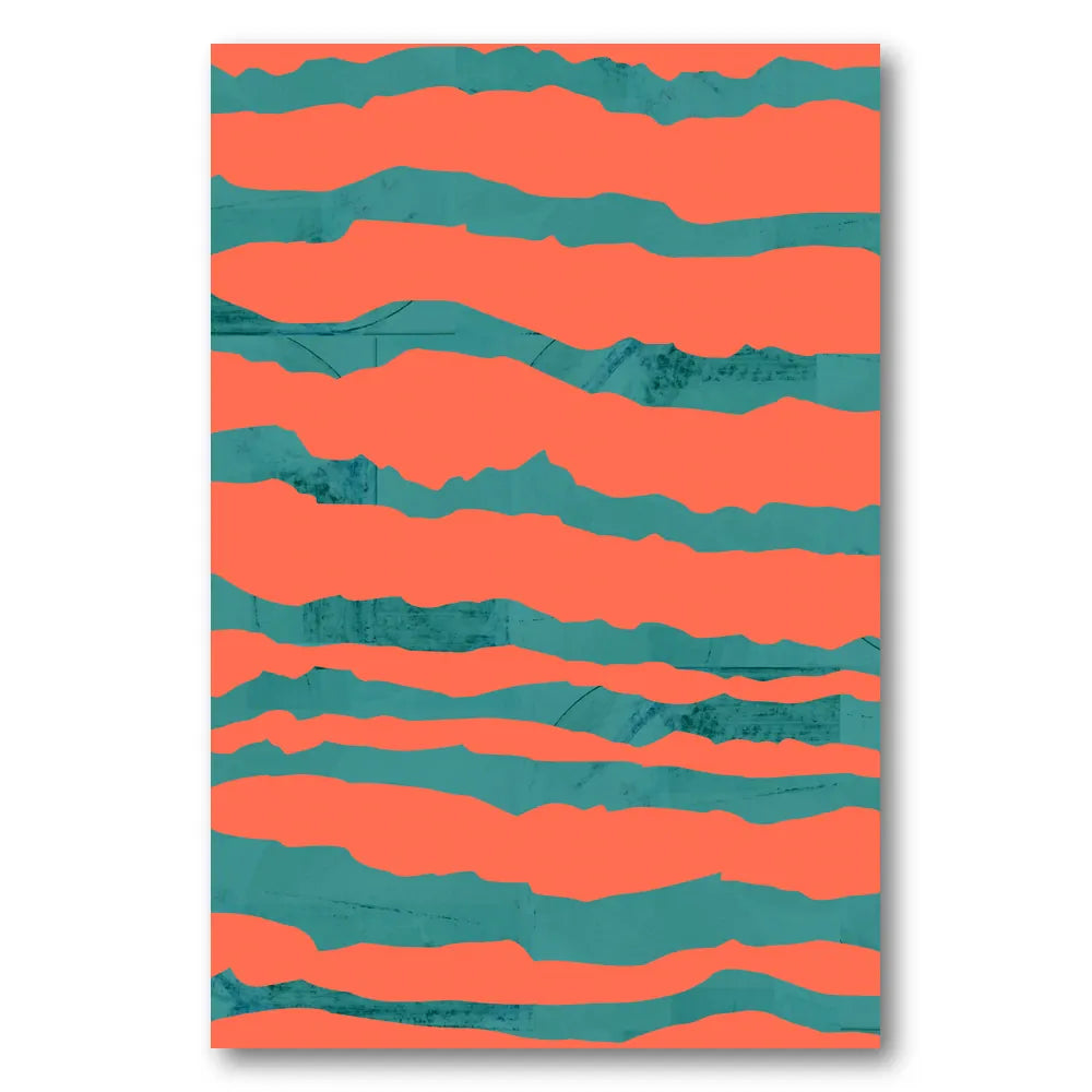 Wavy Coral Stripes Art Print