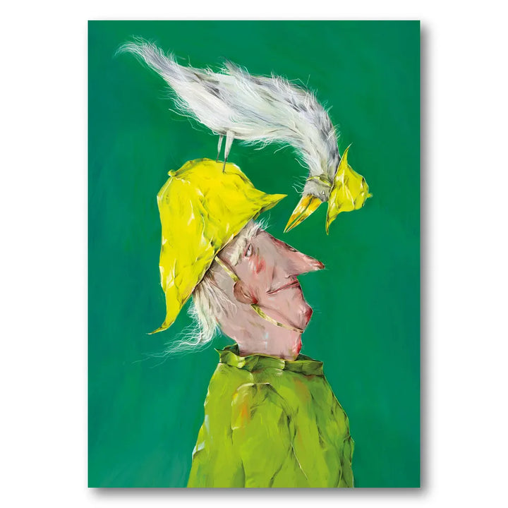 Whimsical Man with Bird Art Print