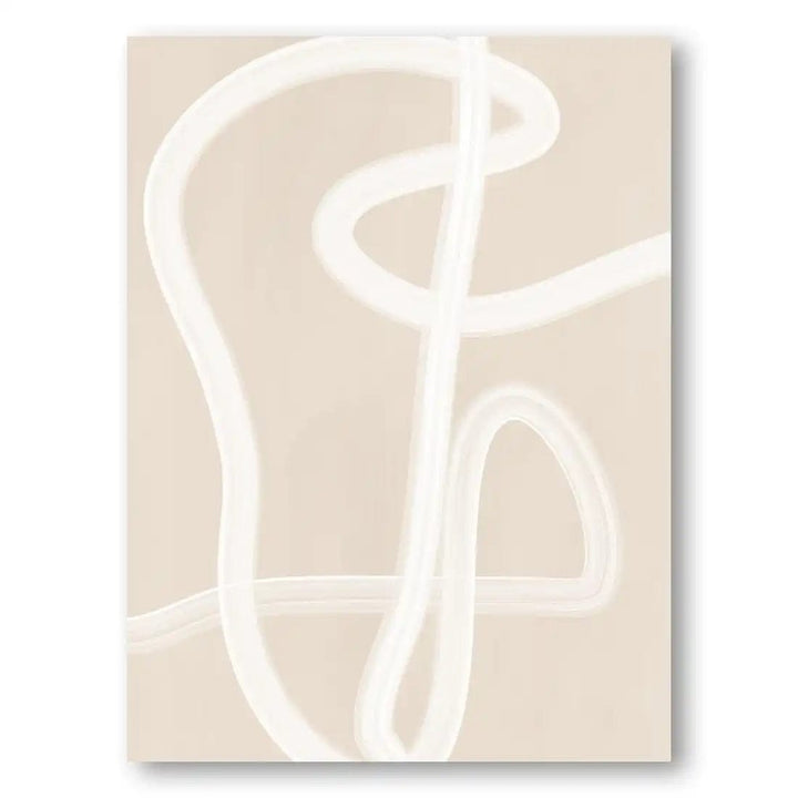 White Brushstrokes in Neutral Abstract Art Print 1