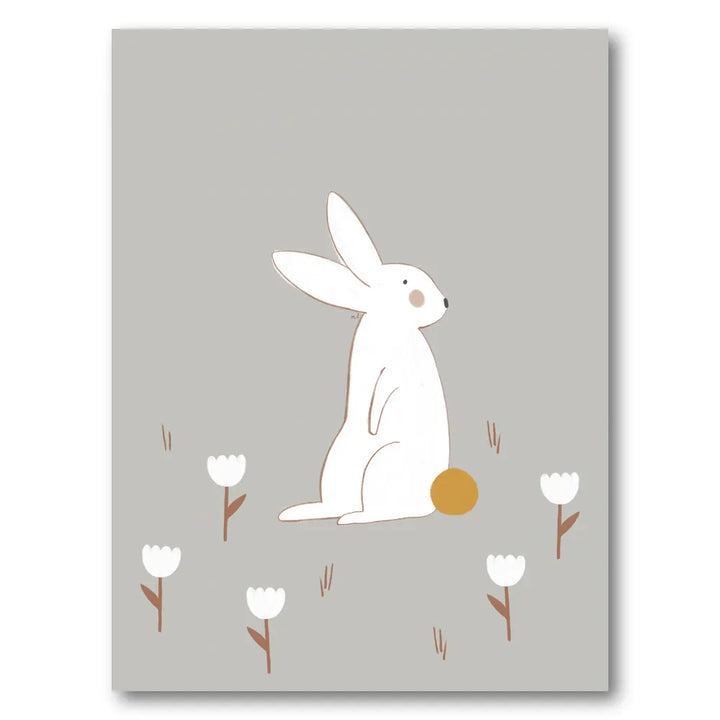 White Bunny Among Flowers Art Print