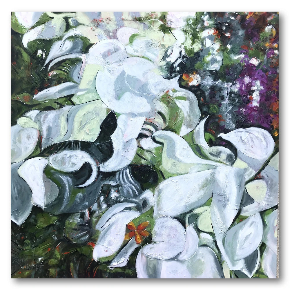 White Floral Butterfly Art Print
