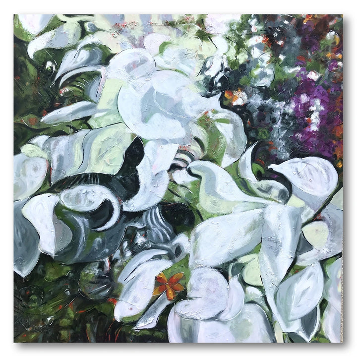White Floral Butterfly Art Print