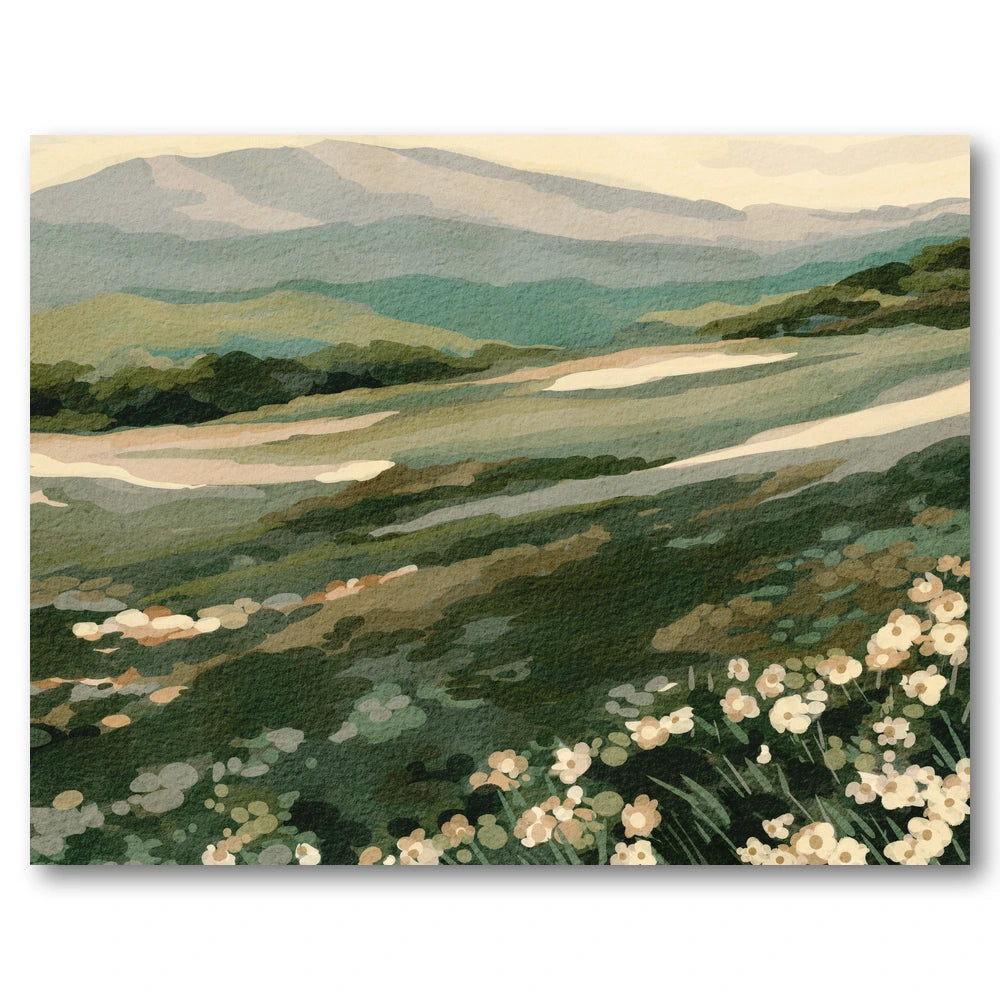 Wildflower Mountain Landscape Art Print