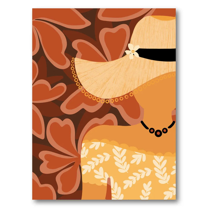 Woman In Floral Hat Art Print
