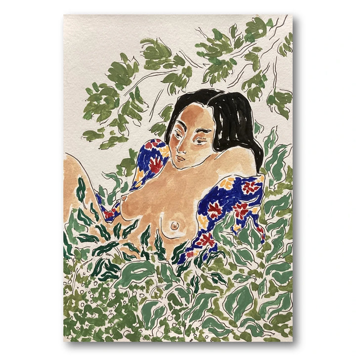 Woman In Foliage Art Print