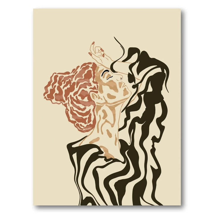 Abstract Woman in Black Stripes Art Print