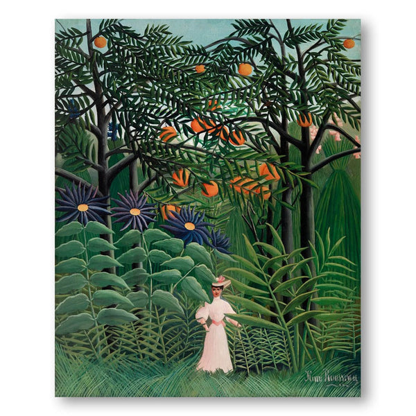 Woman Walking in an Exotic Forest by Henri Rousseau Art Print