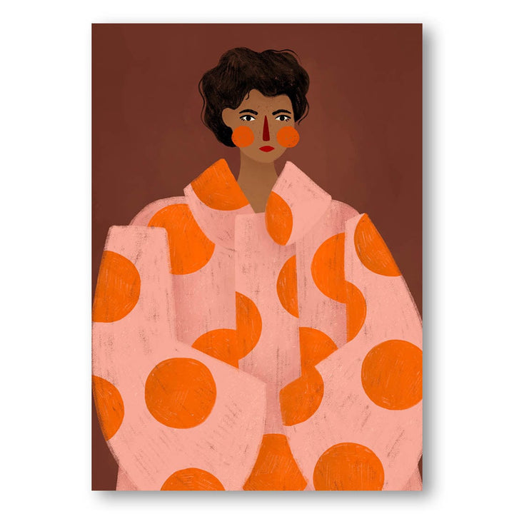 Woman With Orange Dots -  Art Print