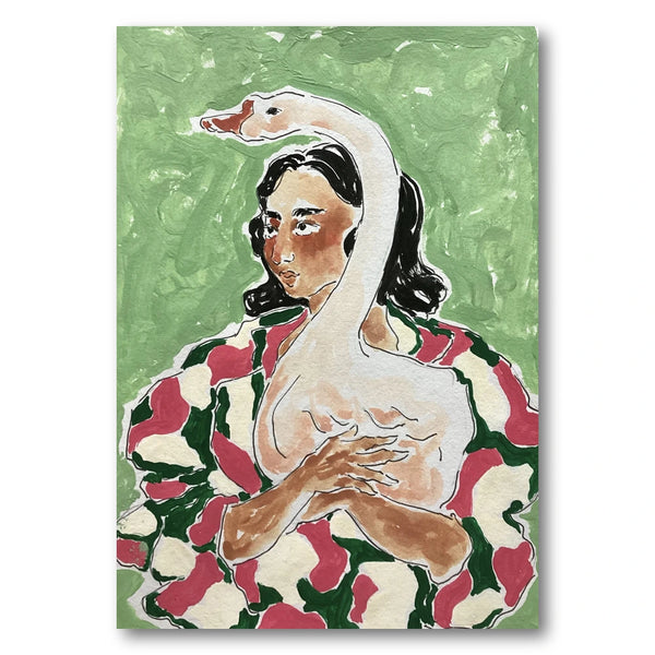 Woman and Goose Art Print