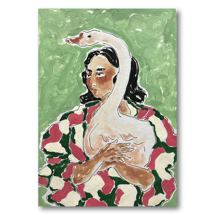 Woman and Goose Art Print