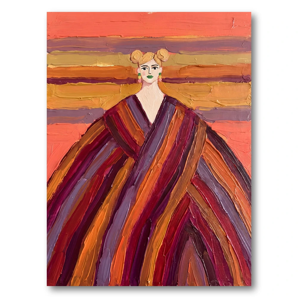 Woman in Bold Stripes Art Print