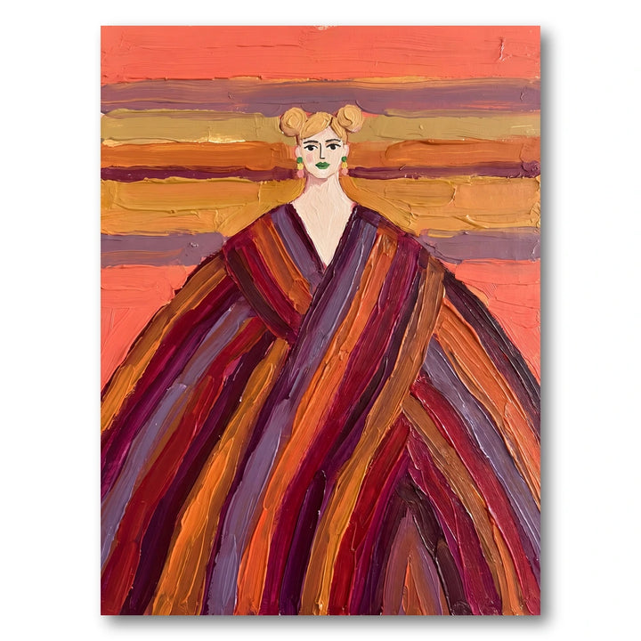 Woman in Bold Stripes Art Print