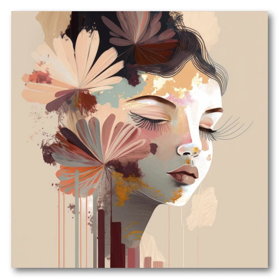 Woman's Face with Floral Elements Art Print