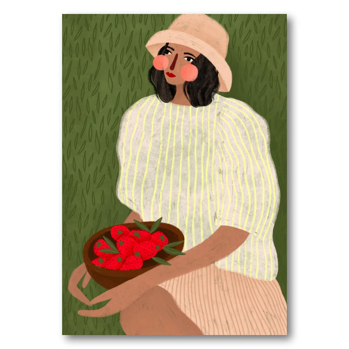 Woman with Berry Bowl Art Print