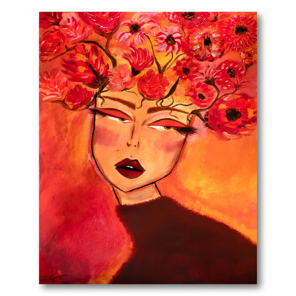 Woman with Floral Head - Fashion Girl Art Print