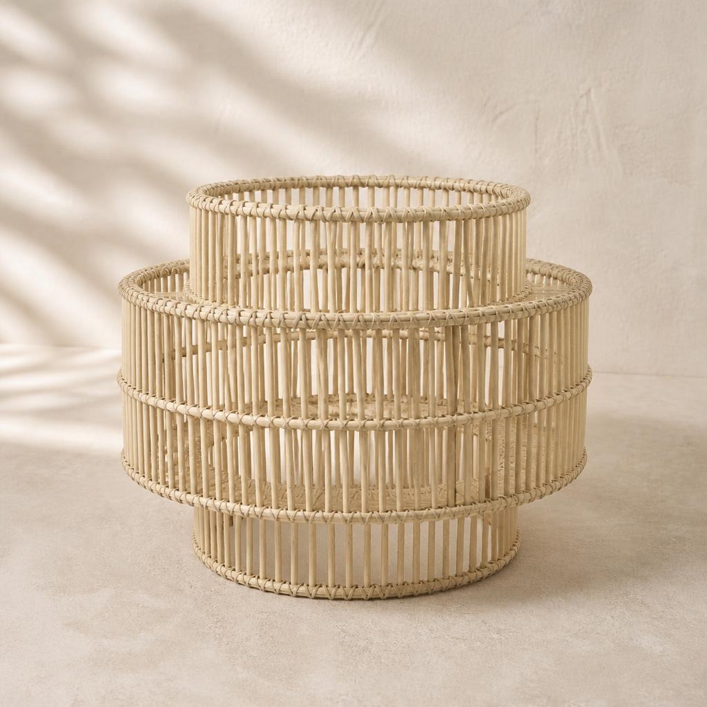 Three-Tier Rattan Pendant Light, studio view