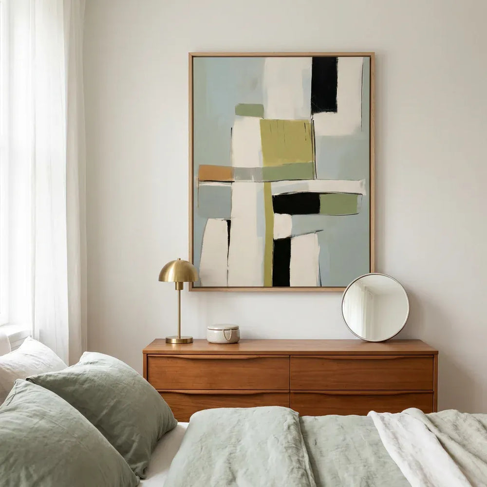 Room mockup featuring Abstract Color Blocks Art Print