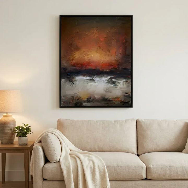 Room mockup featuring Abstract Fiery Sunset Art Print