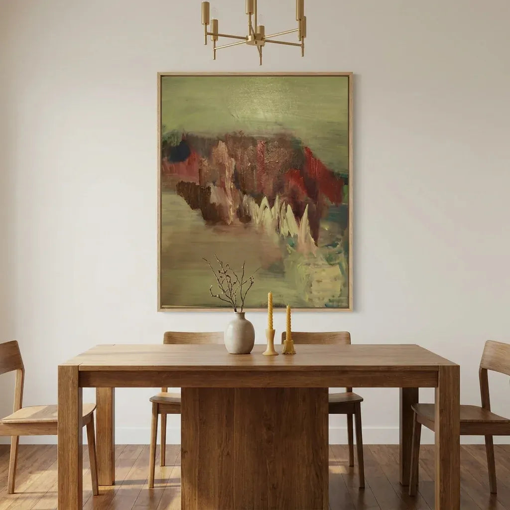 Room mockup featuring Abstract Mountain Landscape