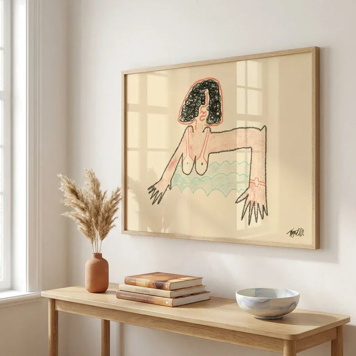 Room mockup featuring Abstract Woman in Waves Art Print