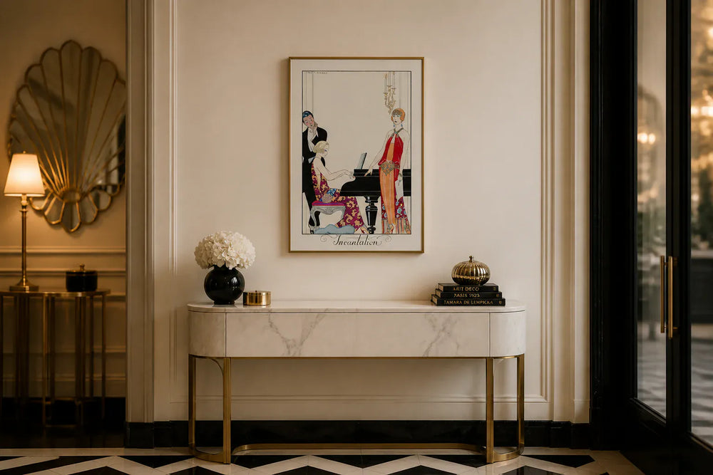 Incantation by George Barbier Art Print framed in an elegant Art Deco interior