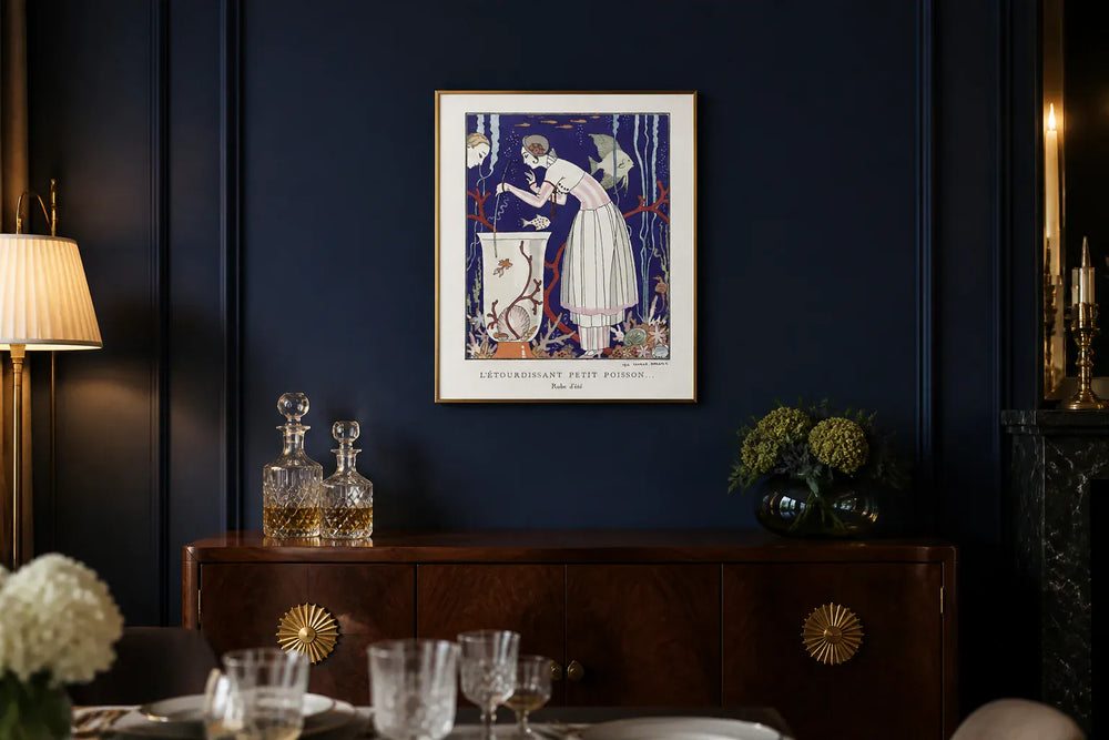 Letourdissant Petit Poisson by George Barbier Art Print framed in an elegant Art Deco interior