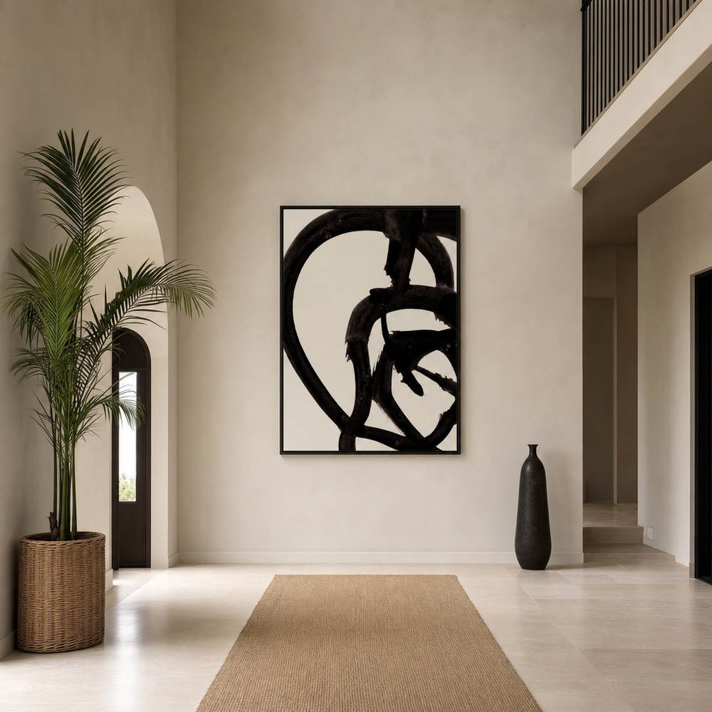 Atienne Abstract Contemporary 1 Large Canvas Art on a grand entrance-hall wall