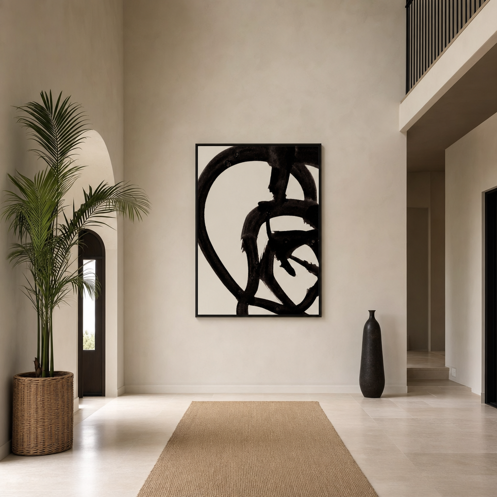 Atienne Abstract Contemporary 1 Large Canvas Art on a grand entrance-hall wall