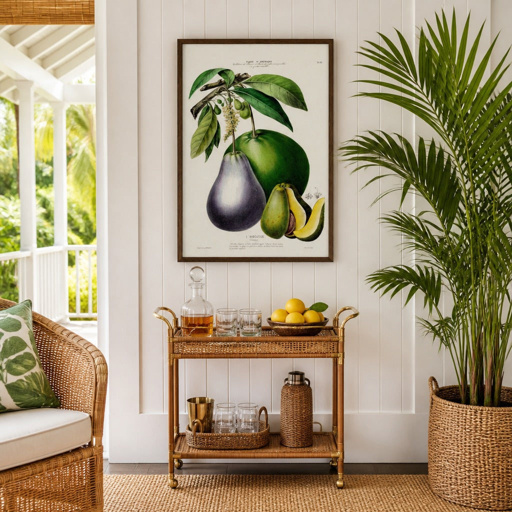 Avocado Vintage Botanical Art Print in a styled room