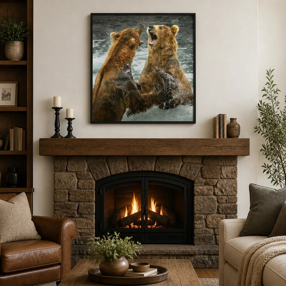 Room mockup featuring Bear Battle Photo Print