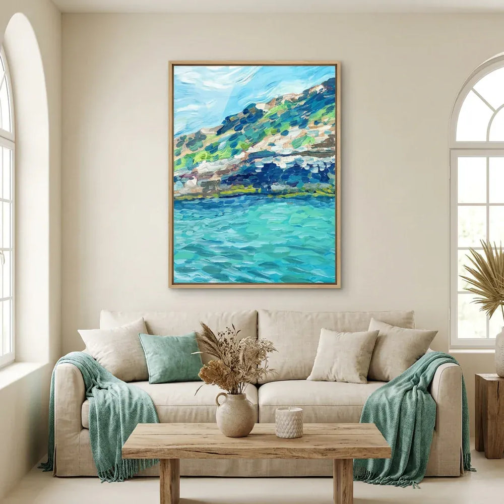 Room mockup featuring Blue Lagoon Brushstroke Art Print