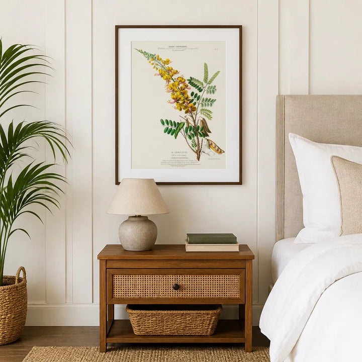 Brazilwood Vintage Botanical Art Print in a styled room