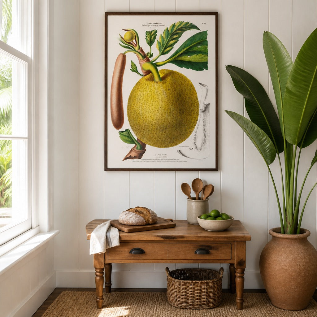 Breadfruit Vintage Botanical Art Print in a styled room