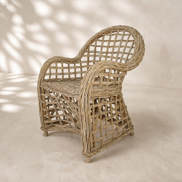 Open-Weave Rattan Dining Chair, studio view