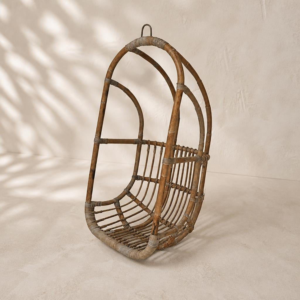 Hanging Rattan Egg Chair, studio view