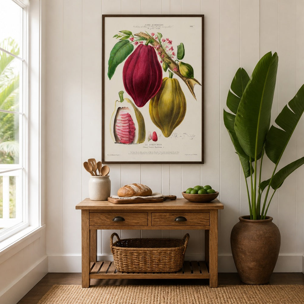 Cacao Vintage Botanical Art Print in a styled room