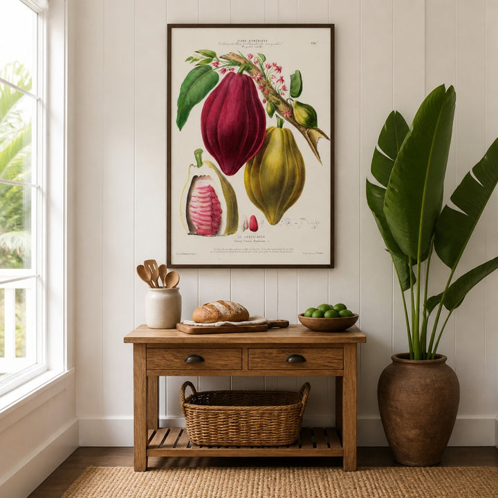 Cacao Vintage Botanical Art Print in a styled room