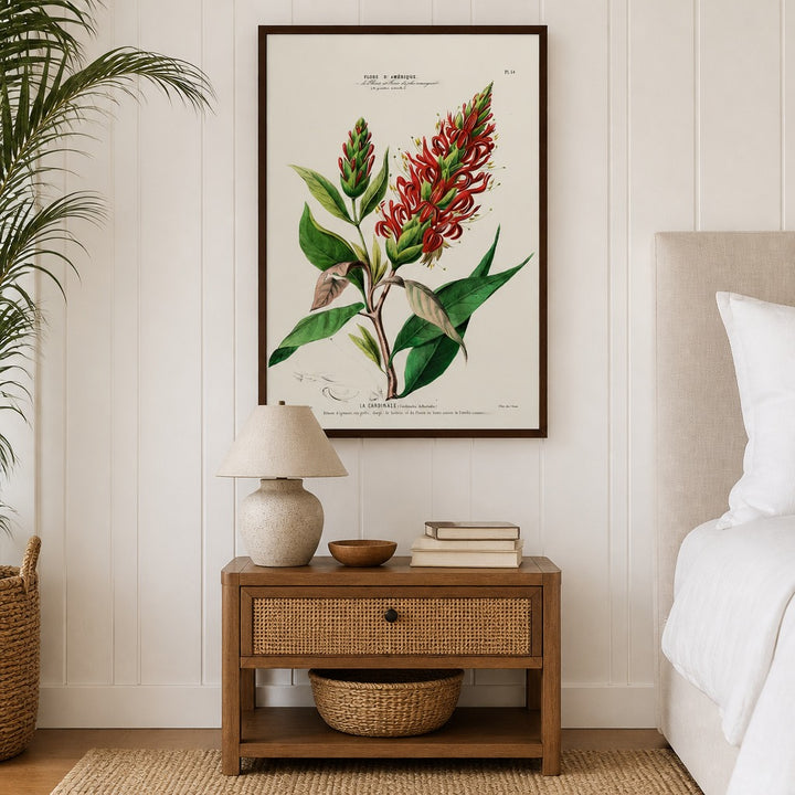 Cardinale Vintage Botanical Art Print in a styled room