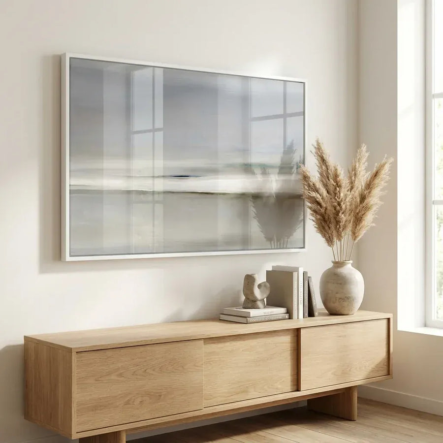Coastal Magic in Neutral Abstract Art Print in a room setting