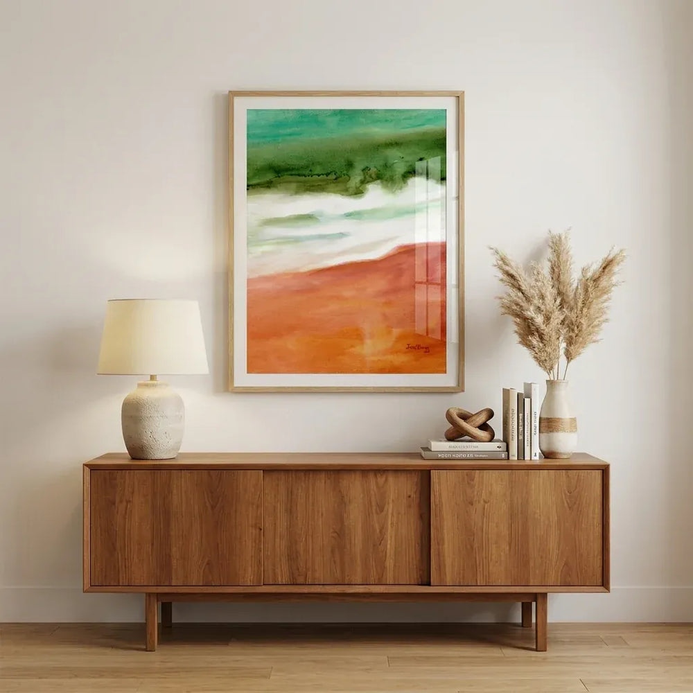 Room mockup featuring Coastal Tranquility Watercolor Art Print