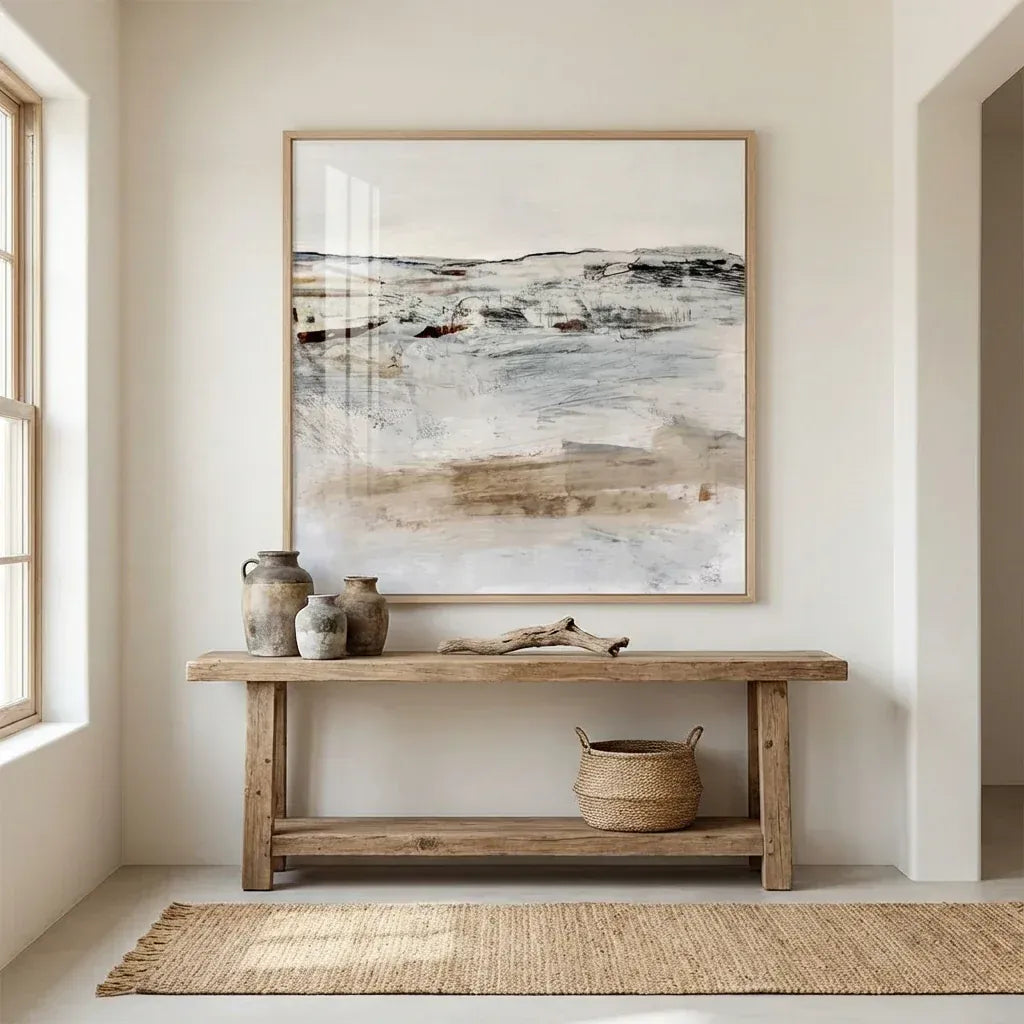 Room mockup featuring Coastal Whisper Abstract Landscape Art Print