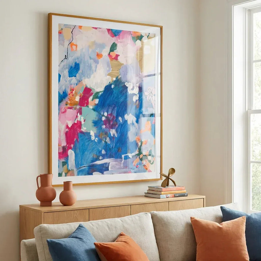 Colorful Dreamscape Abstract Art Print in a room setting