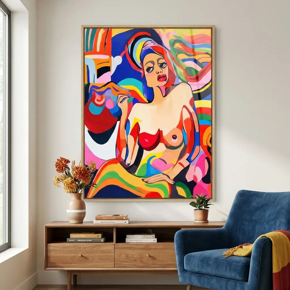 Room mockup featuring Colorful Feminine Portrait Art Print